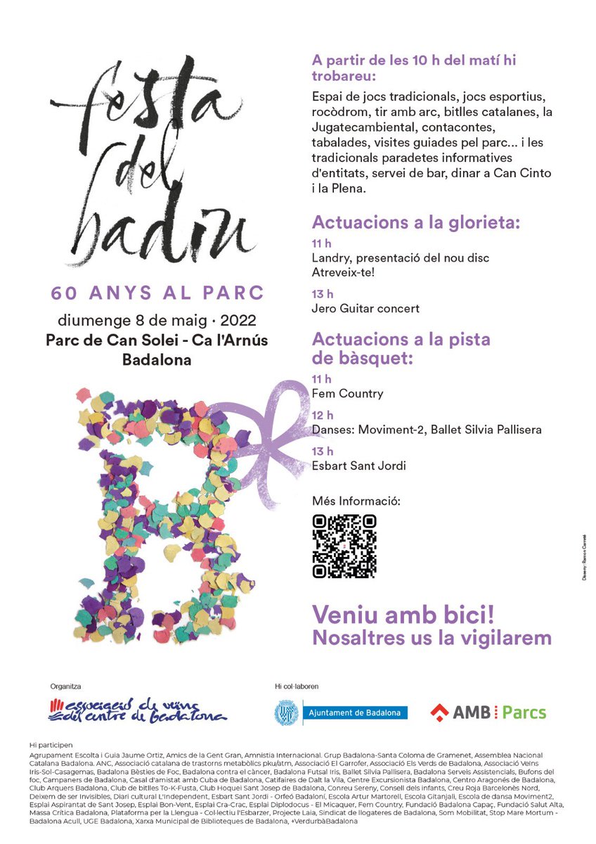 Festa del Badiu: Diumenge 8 de maig, 10h, al Parc de Can Solei- Ca l'Arnús #Badalona. 60 Anys d'Acte de Ciutat... Us hi esperem!!!