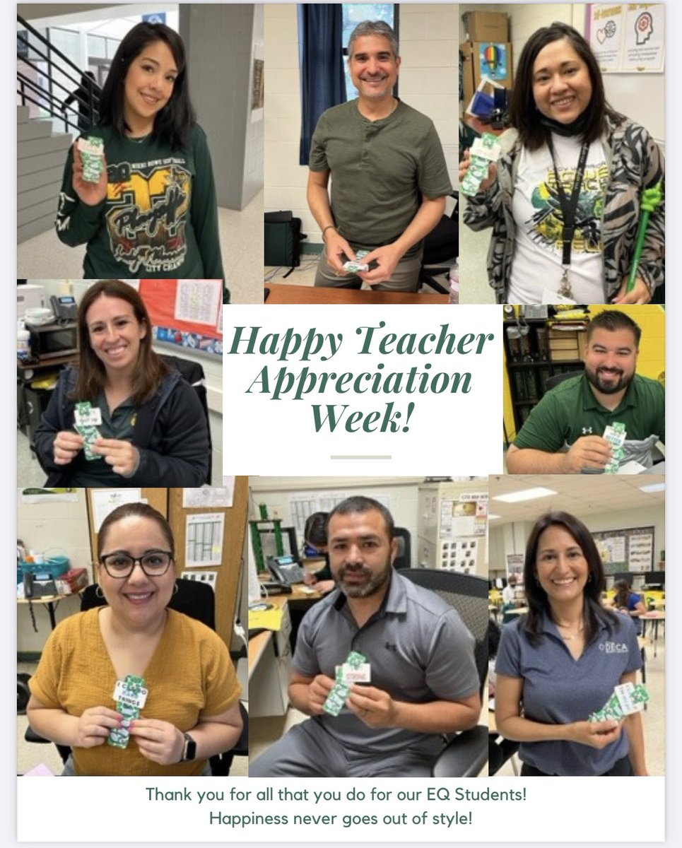 wlperez22's tweet photo. Great smiles from our EQ Warrior teachers on their Teacher Appreciation week! Went by to give them some words of encourage”mint” this morning. @CounselorMISD @Rowe006 @McAllenISDCTE #RoweEQ https://t.co/Kbc6AzV9V8