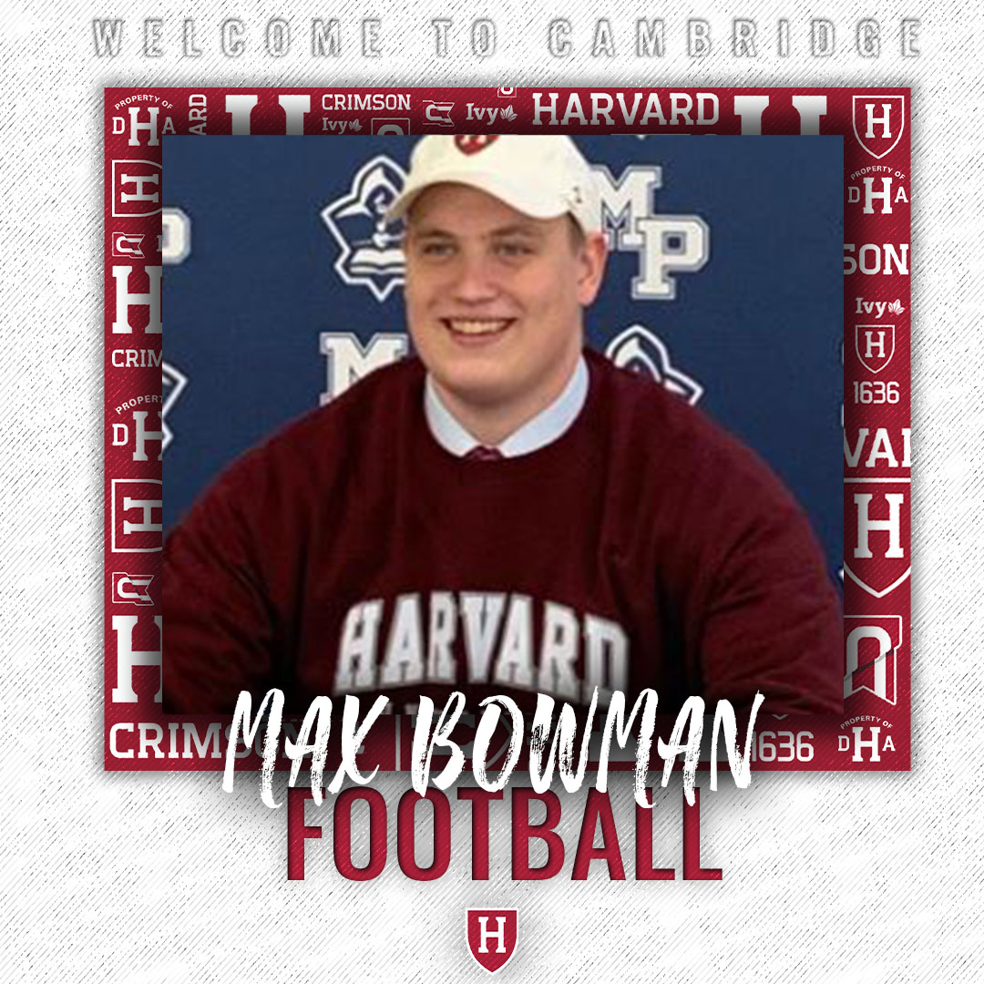 HarvardFootball's tweet photo. .@MaxBowman76 has a big, wide-framed body that projects to an offensive tackle. With work in the strength and conditioning room, we are confident he is going to turn into a monster. He also turned down FBS offers to join us in Cambridge. Welcome to the family, Max!

#OneCrimson https://t.co/Nn7E7fgJjz