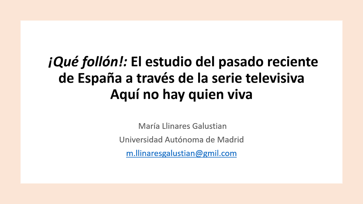 marialgalustian's tweet photo. Pues hace un mes di una charla en la @FyL_UAM sobre 'Aquí no hay quien viva' y su importancia para el estudio del pasado reciente. Y como gustó y me preguntaron mucho si se retransmitía online, voy a contaros por aquí algunas cosas que dije en la charla https://t.co/BpLYyXiE5W