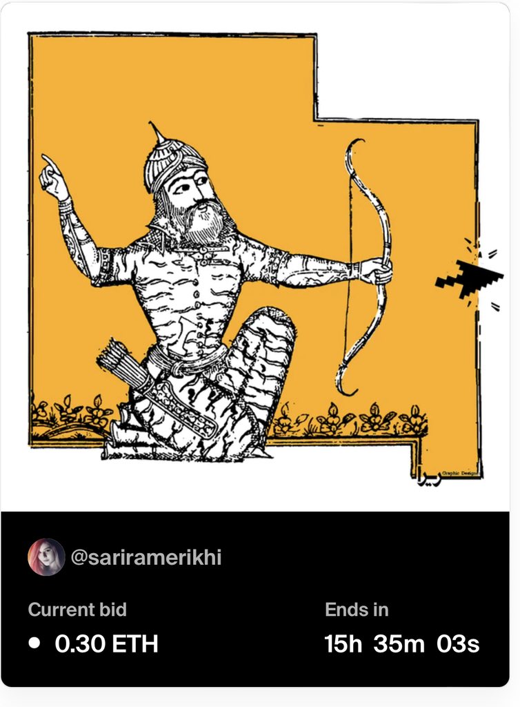 SariraMerikhi's tweet photo. 🚨Auction is live 🤩 #NFTCommunity 

⏳ 15 hr 👀

https://t.co/DWanfevyEk https://t.co/ZPHFN2rAVC