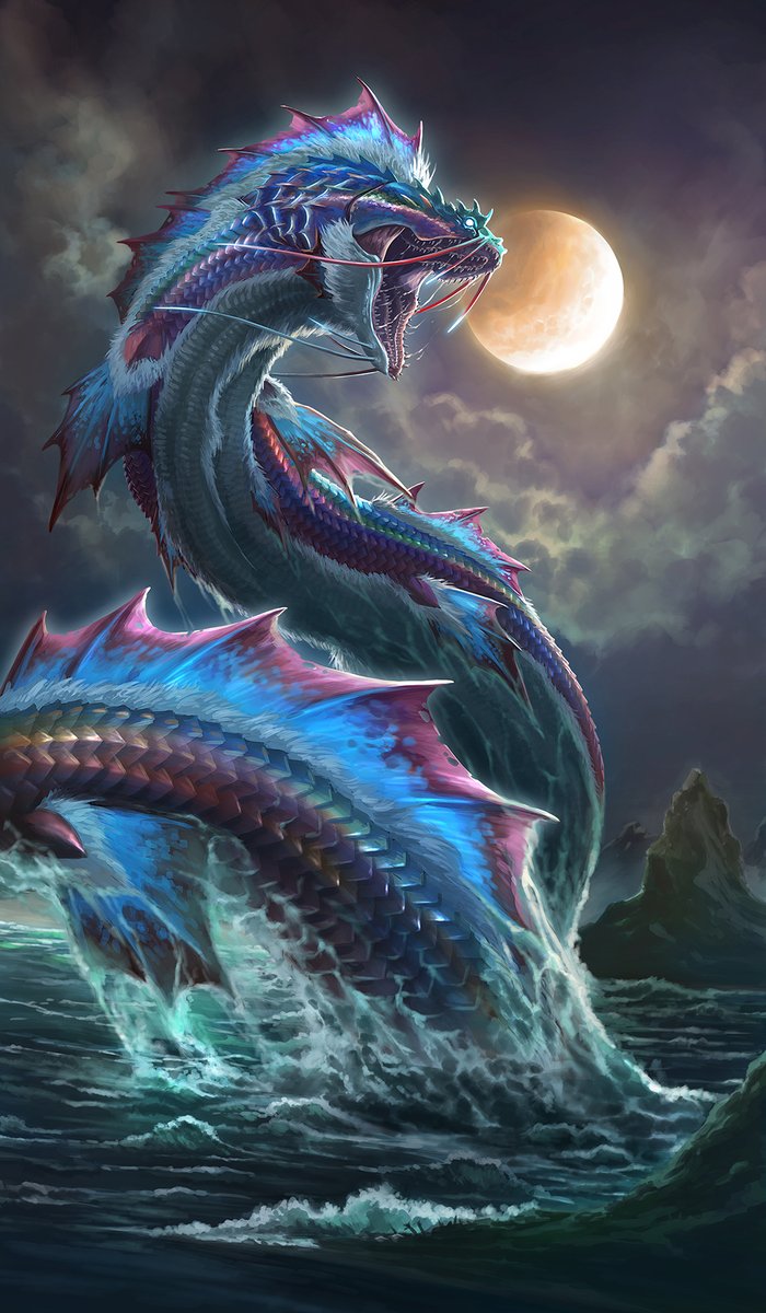 DCrapuchettes's tweet photo. This is one of the cultural legends that will be included in the Oceans expansion later this year.

Long ago in the Philippines, seven moons lit up the night sky until the serpent Bakunawa swallowed six of them. Every lunar eclipse, Bakunawa attempts to eat the last moon. https://t.co/TJ07rVPy5z