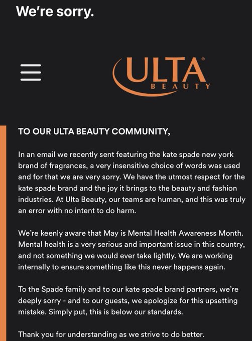 Ulta Kate Spade Email: Company Apologizes for 'Insensitive' Marketing -  Bloomberg