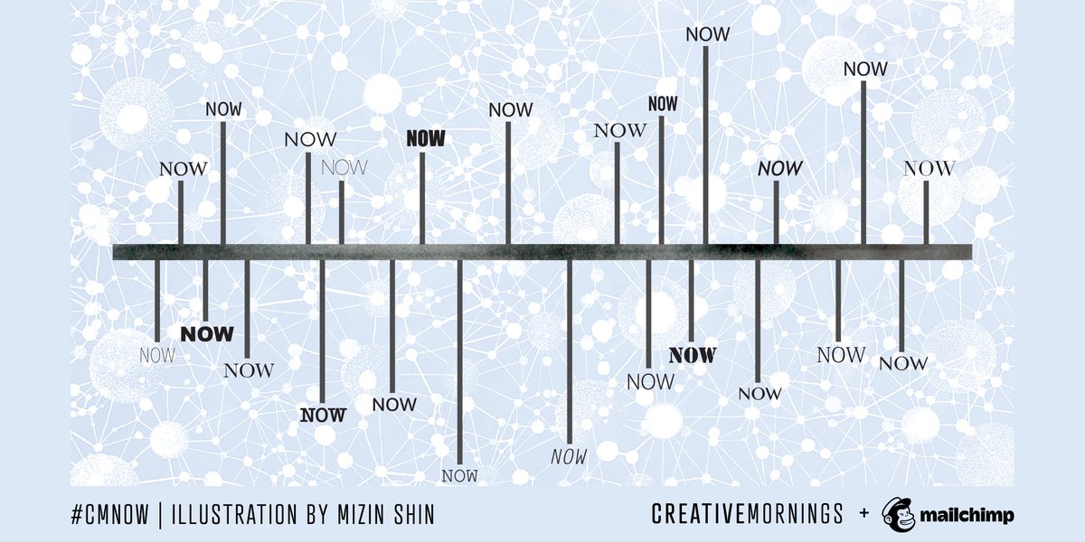 May’s theme #CMNow, chosen by <a href="/BFLOisCreative/">bfloiscreative</a>, illustrated by Mizin Shin &amp; presented by @mailchimp. It is not our task to master time, but to savor it. Feel the air on the back of our necks &amp; marvel at the radiance of the present moment. For all we ever have is now.
OMA, May 13