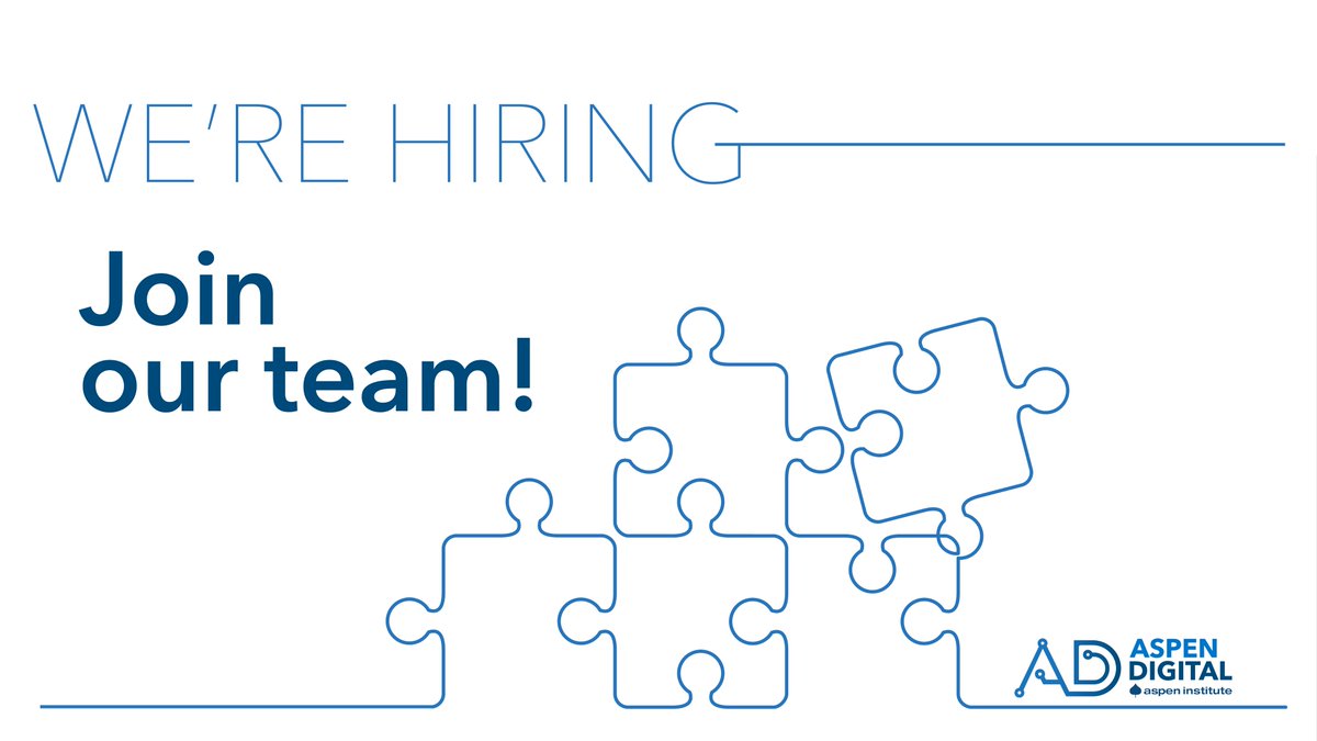 ➕ Several other exciting roles: 🔹 Senior Director, #Cybersecurity Programs 🔹 Project Director + Project Coordinator, #TechEquity & Accountability Mechanism 🔹 Climate Policy Advisor, @AspenPolicyHub 🔹 Program Assistant, Tech Policy Hub Apply now! ✨ aspeninstitute.org/careers/career…