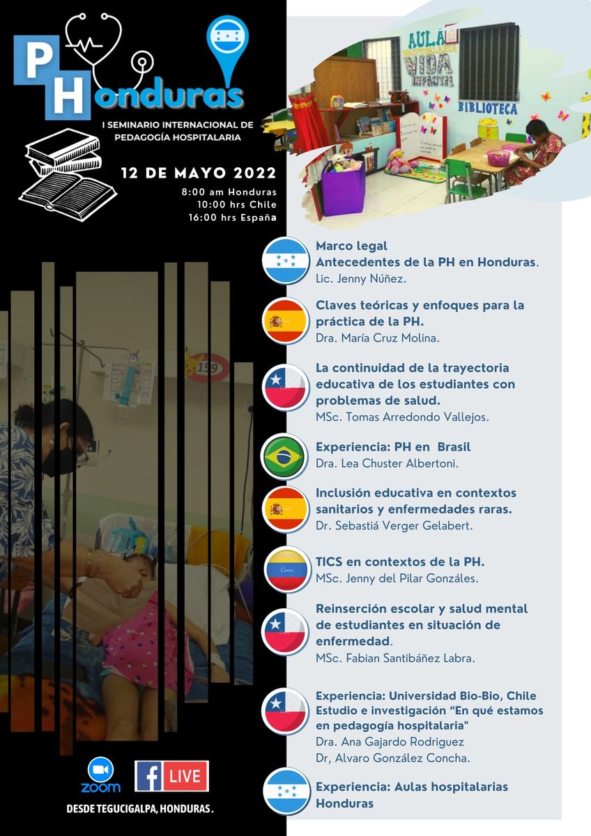 lic_jen's tweet photo. I SEMINARIO INTERNACIONAL DE #PEDAGOGÍAHOSPITALARIA DE HONDURAS 

🗓 Jueves, 12 de mayo 

⏰️ 8hs Honduras

💻 Inscripción gratuita https://t.co/csAP8gTyzl

💻Act Virtual

#MaestrosHospitalarios  
#EducaciónHospitalaria 
#EscuelaHospitalaria
#ClasseHospitalar
#Aulashospitalarias https://t.co/t3ug9HJv0T