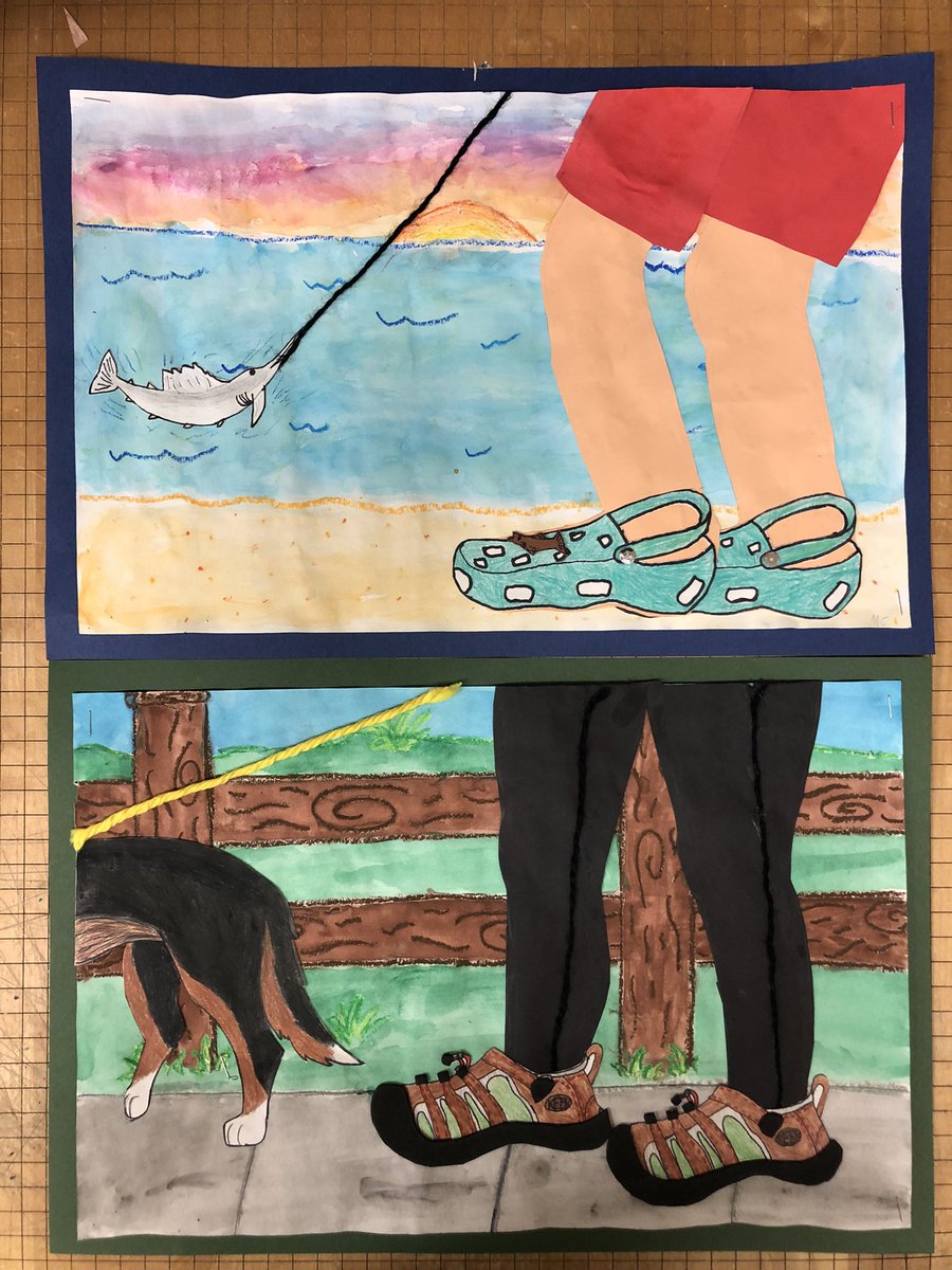 llynblack's tweet photo. 5th Graders created ‘Bottom-Half’ self-portraits using mixed media to share a personal experience or ambition. @Hillcrest_BCPS @HillcrestPTA @RTwentey @sfisherBCPS https://t.co/dUtF36xNZz