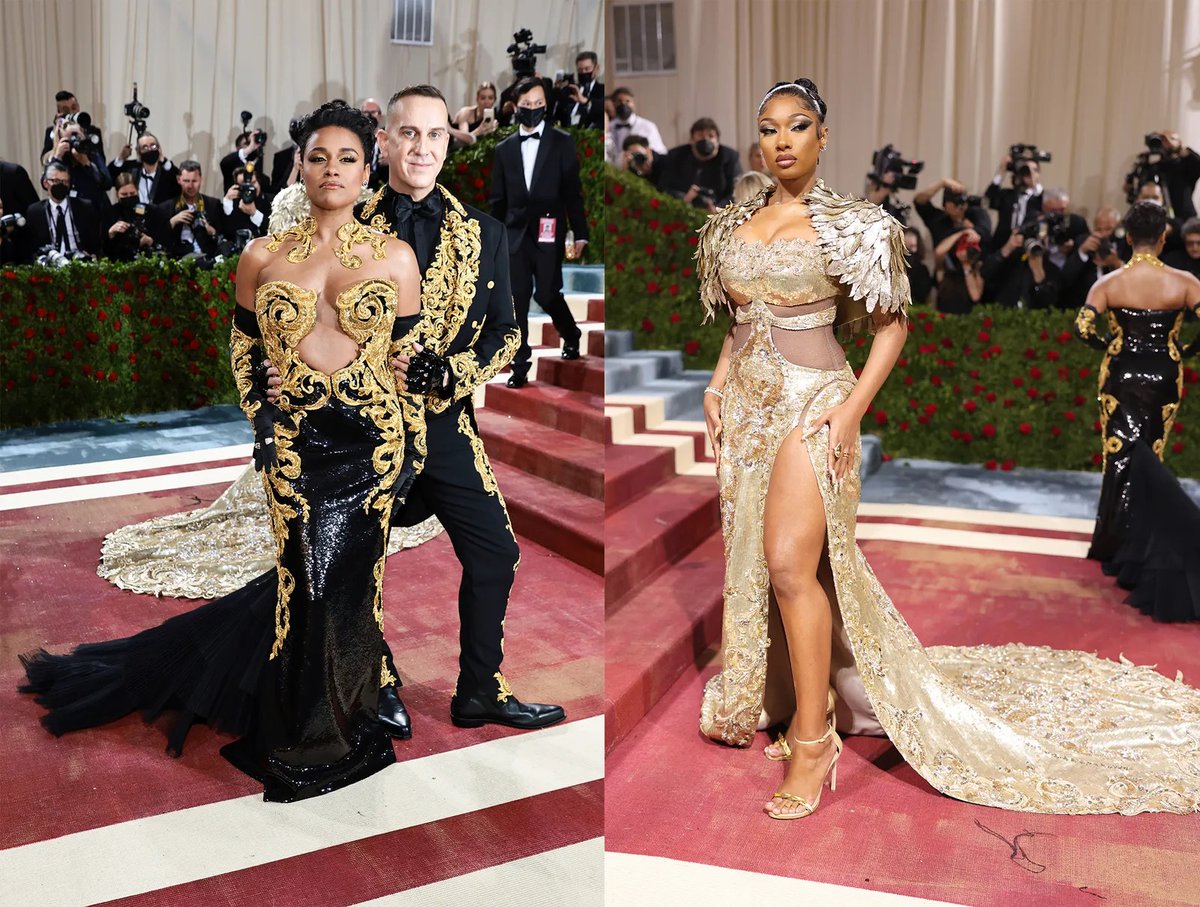 The <a href="/Moschino/">Moschino</a> crowd is all here! Ariana De Bose, Megan Thee Stallion, and Jeremy Scott are hard to miss in their glittering looks at the 2022 #MetGala. See more of tonight's red carpet arrivals: vogue.cm/NvgruYE