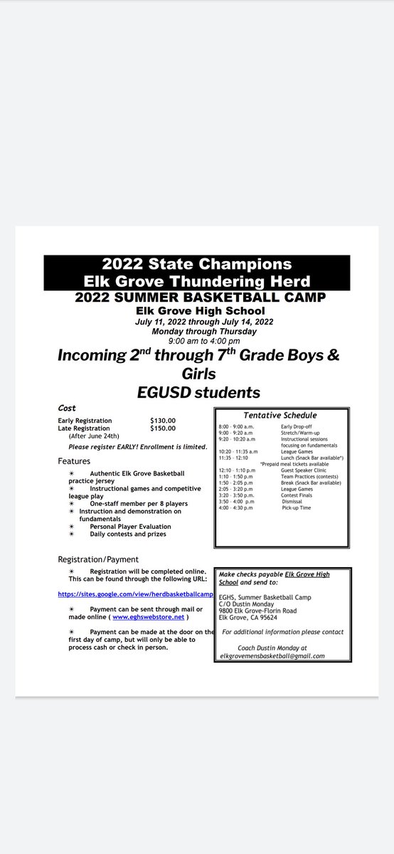 After a handful of years, we are extremely excited to announce the return of our Youth Summer basketball camp! Come join us for a week full of hoops and fun! <a href="/JohnHullEG/">John Hull</a> <a href="/dmonday32/">Dustin Monday</a> <a href="/EGHerdPride/">EGHS Thundering Herd</a>