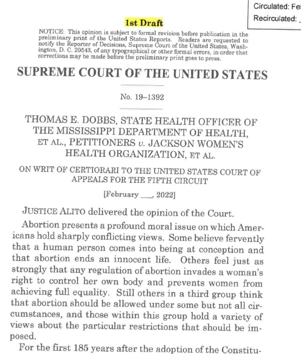 AndrewLSeidel's tweet photo. You can read Alito's draft opinion, linked in in the story. I think it begins and ends with religion.

I know some will disagree, but I think of Sotomayor in oral argument: "How is your interest anything but a religious view?" She cut through the niceties and hit it. https://t.co/I1ANkxiojb