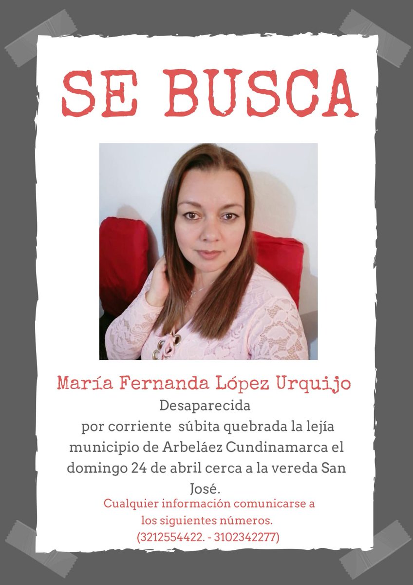 Kta2301's tweet photo. Necesitamos que Fernanda, tía de mi esposo aparezca, por favor no paren la búsqueda @AlcArbelaez @CundinamarcaGob @NoticiasCaracol @NoticiasRCN @NoticiasUno #Desaparecidos #Busqueda https://t.co/H4A9qjUZsf