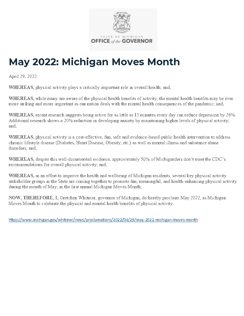 Happy Michigan Moves Month!
Thanks <a href="/GovWhitmer/">Governor Gretchen Whitmer</a> for your support!
#letsmove