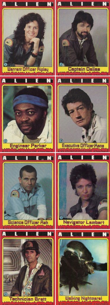 70sscifiart: Alien trading cards, 1979