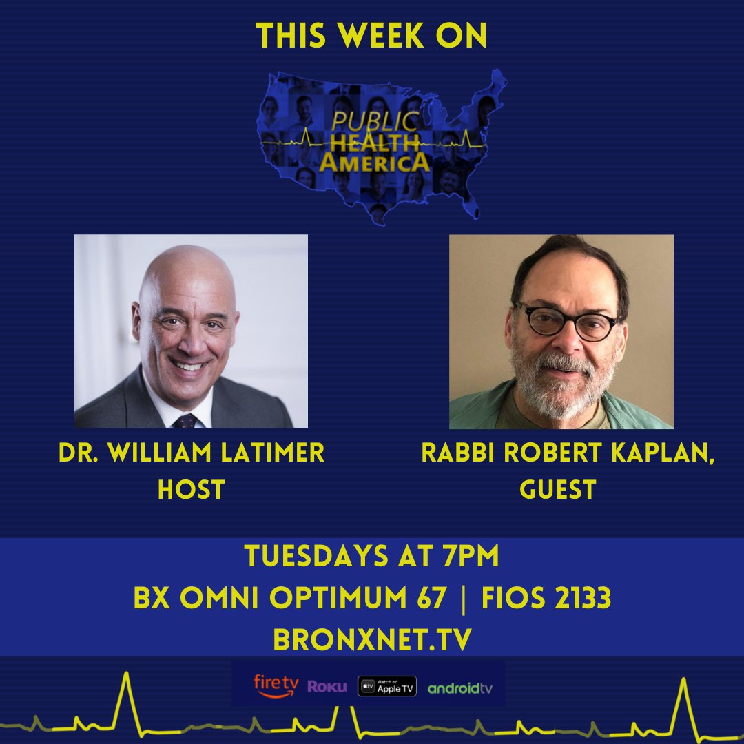 Dr. William Latimer speaks w/ Rabbi Robert G. Kaplan, who is currently the founding Director of The Center for Community Leadership, a division of @JCRCNY. Read more: https://t.co/lZhlhSvpMt

Tuesday, May 3rd at 7:00PM on CH. 67 Optimum/ 2133 FiOS & at https://t.co/wOIJbKo4U2. https://t.co/YlCU2T1ufN