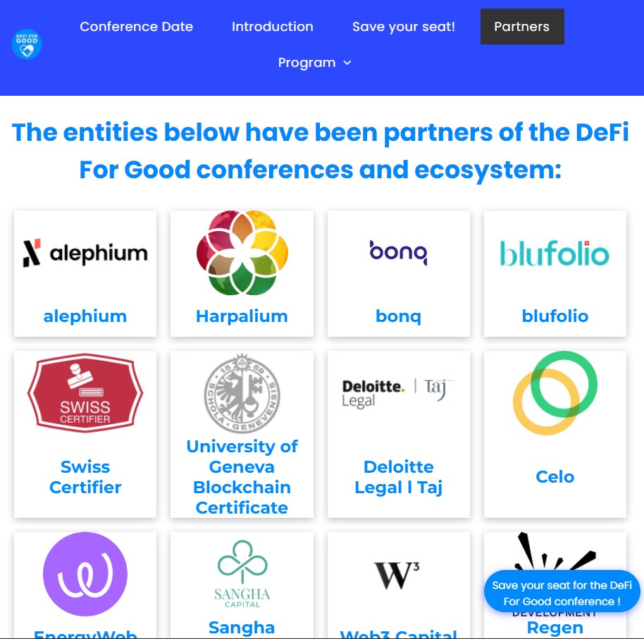 DeFiForGood's tweet image. The program of the 2nd online DeFi For Good International Conference is on defi-for-good.com Thanks to @blufolioAG which sponsors this year's conference. #blockchain #SDG #DeFi #DeFiForGood #decentralized #finance