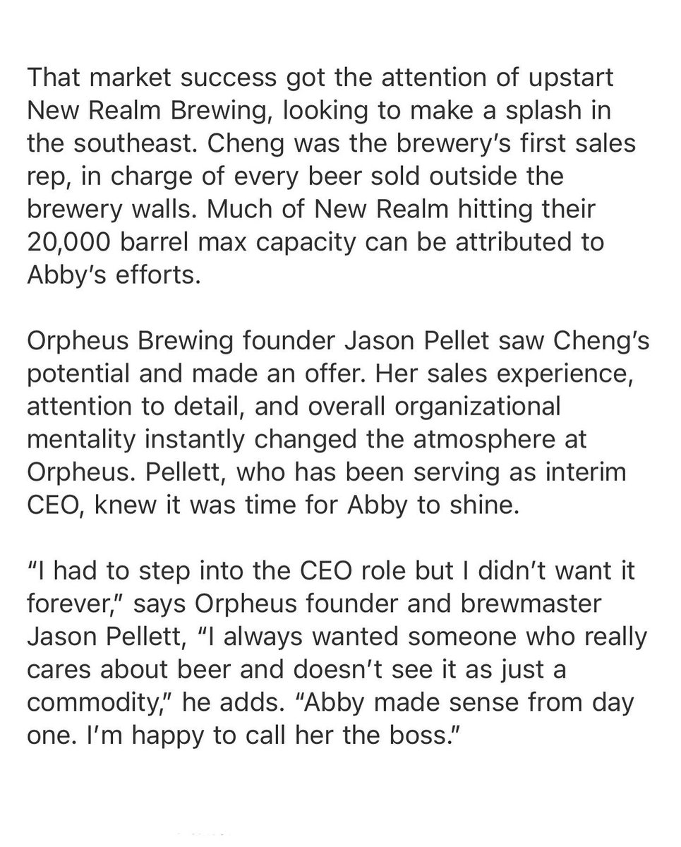 orpheusbrewing's tweet photo. We have some exciting changes underway here at Orpheus Brewing - introducing Abby Cheng, our new CEO! 
Fun fact about Abby: She’s a self-proclaimed super nerd and had her bachelorette party at @battleandbrew in an ice storm!
Abby’s favorite Orpheus Beer: The Inevitable End WCIPA https://t.co/PyJzS254ak