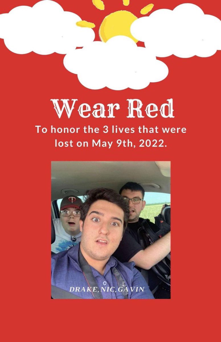 ThePrincessSuga's tweet photo. Please join us in wearing red on May 9th to honor these three amazing lives that were tragically cut way to short. #RIPOU3 https://t.co/AHjg38XXXc