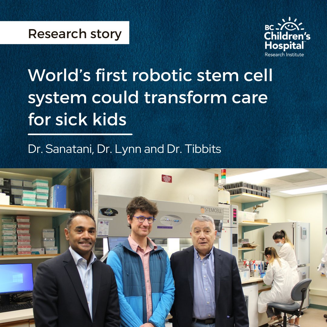 BCCHresearch's tweet photo. A world's first in #stemcell tech will be a game changer for sick kids, funded by @BCCHF. Instead of manually using several machines, growing stem cells is an automated single machine, accelerating diagnoses and treatments. Read more: https://t.co/3DALlhUUR1 https://t.co/xGgHY4yBPg