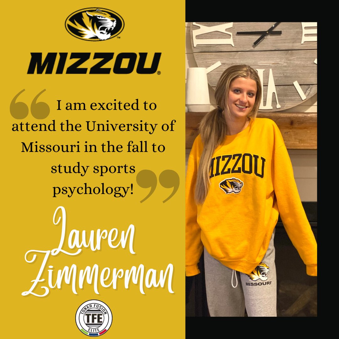 Congrats to <a href="/03Tfe/">Tonka Fusion Elite 03 Girls</a>’s speedy/skilled striker, <a href="/laurennzimm1215/">lauren zimmerman</a> for her decision to advance her education at the University of Missouri—where she plans to study Sports Psychology!  Awesome school, awesome decision, Lauren!  We are so excited for you!

<a href="/TonkaFusionMN/">Tonka Fusion Elite | #65Strong</a>