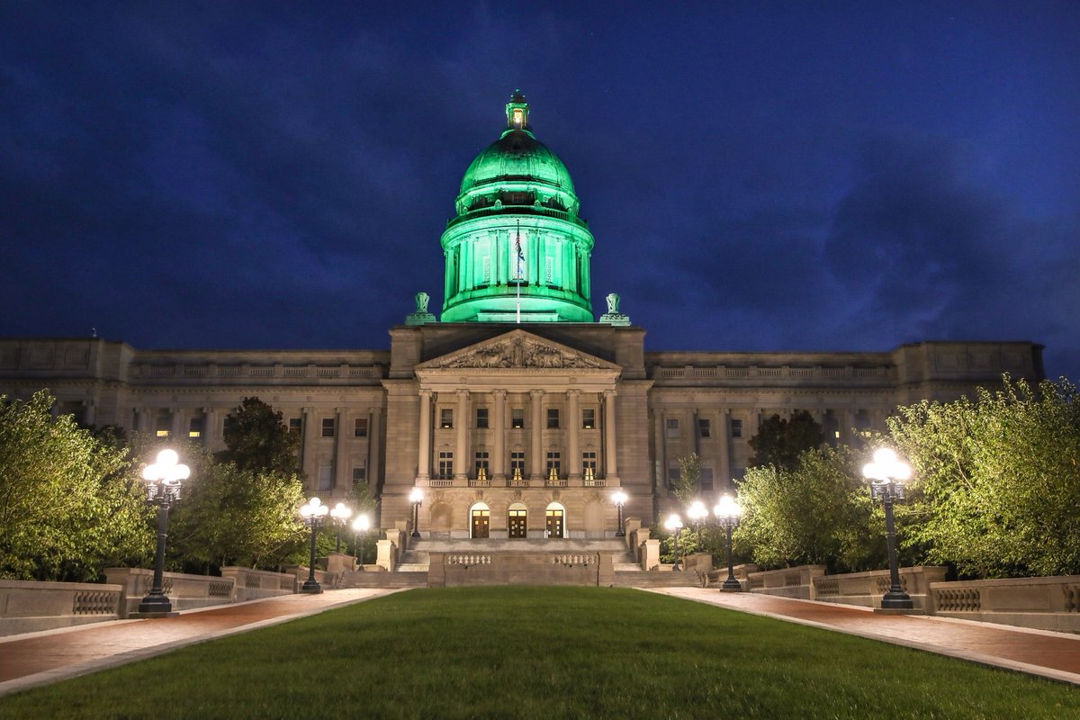 GovAndyBeshear's tweet photo. Tonight the Capitol and Mansion will both be lit green in honor of Mental Health Awareness Month. I believe health care is a basic human right – and that includes access to high-quality mental health care. Let us #breakthestigma and raise awareness about mental health. https://t.co/tsyHPkdzkg