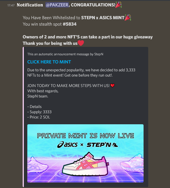 PAKZEER's tweet photo. Les gars j’ai été sélectionner pour mint une paire d'asics pour seulement 2 Solana !! Qui aurait la gentillesse de me preter 2 solana promis je lui rend 🤞 @Stepnofficial @teufeurs @ClubSTEPNFrance @FrenchBorg https://t.co/bbG1b802kz