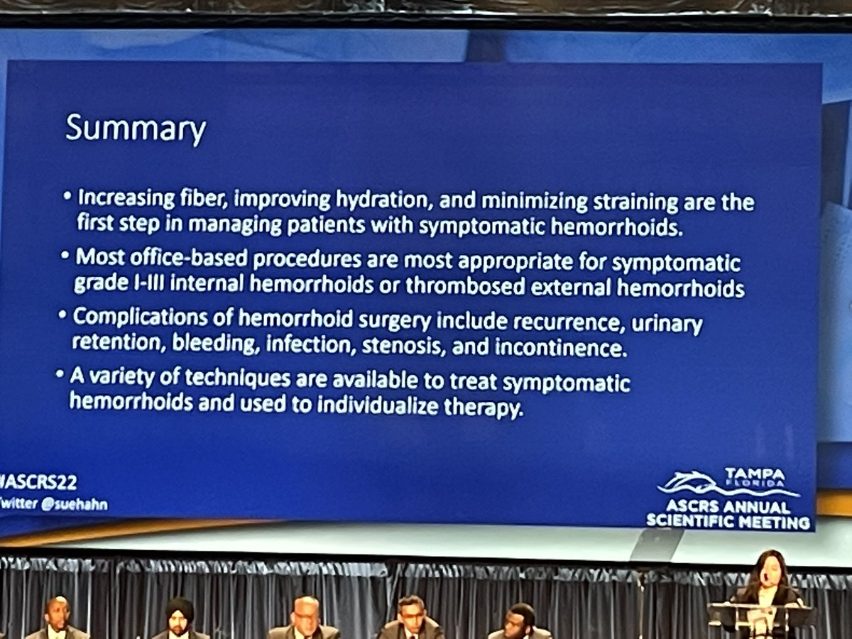 Nice Summary on Hemorrhoid Management! <a href="/SueHahn/">Sue J Hahn MD</a> #ASCRS <a href="/ASCRS_1/">ASCRS_1</a> #Anorectal