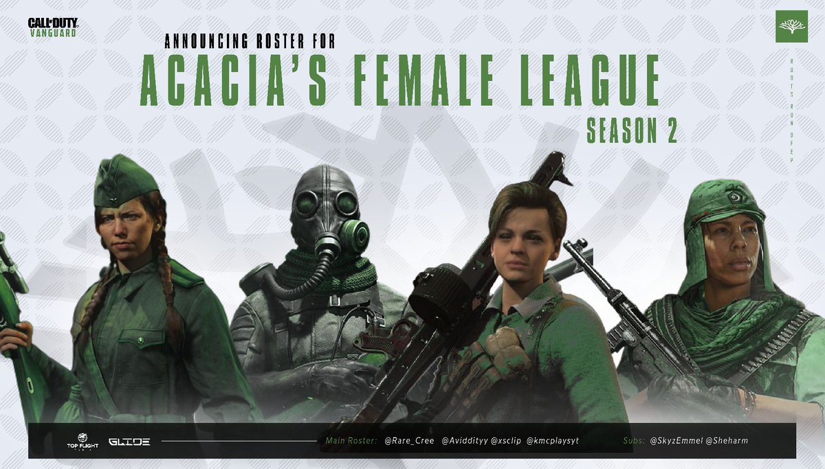 [#AGWWL]

Introducing our <a href="/WWL_League/">Wyggzz Leagues</a> Female League Season 2 roster!! 

Main: @rare_cree 
           <a href="/Aviddityy/">PHI Aviddity</a>
           <a href="/xsclip/">backup backup</a> 
           <a href="/kmcplays_yt/">KMC</a> 
Subs: <a href="/SkyzEmmel/">emma</a> 
           <a href="/Sheharm_/">Harm</a> 

League starts May 9th, stay tuned for match updates 😈

#RootsRunDeep