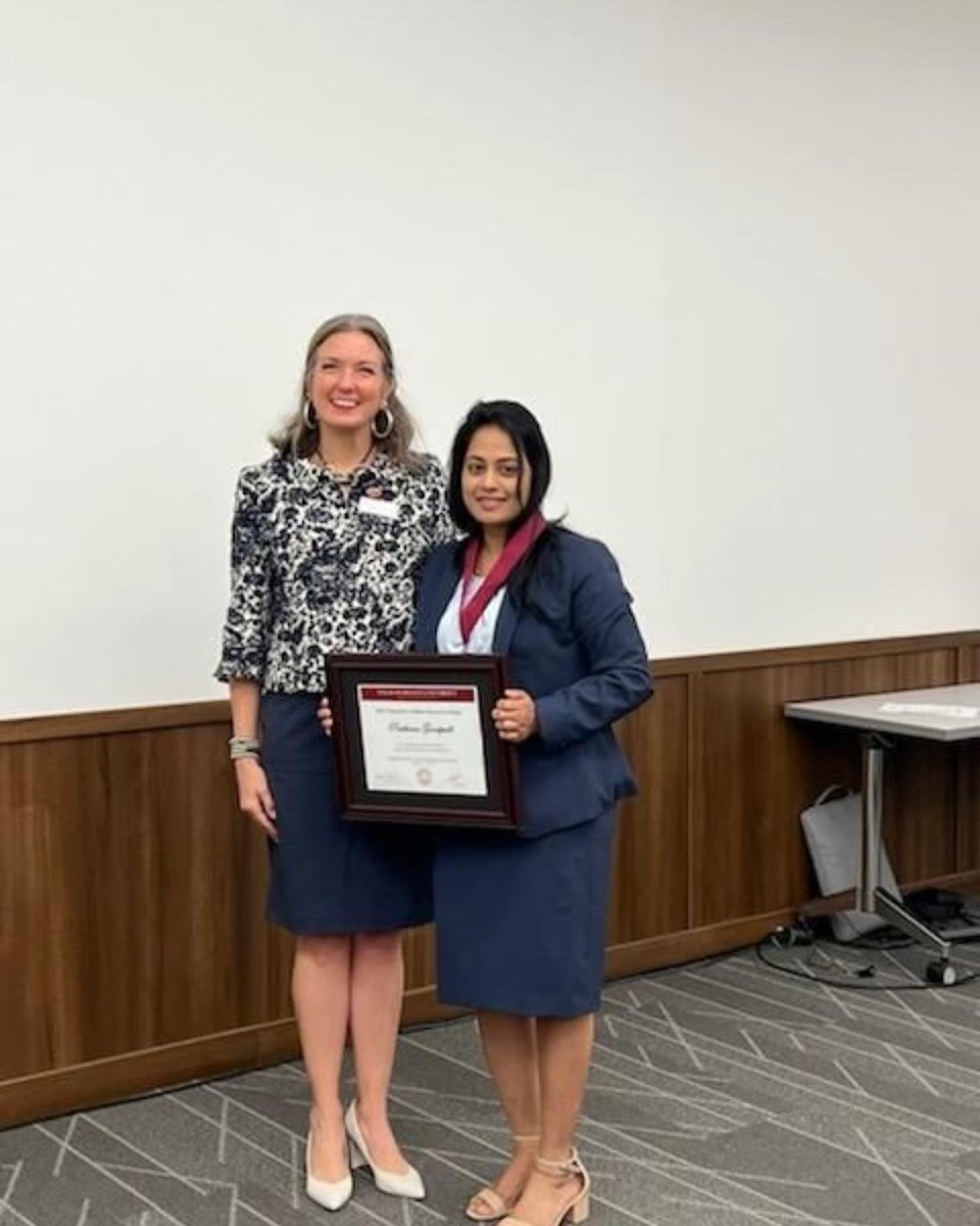 Congratulations to Prathima Guntipalli on being the College of Business 2022 Texas Woman’s University Chancellor’s Student Research Scholar Award! Credit: Anastasia Miller | Read here: ow.ly/xal130siJsm