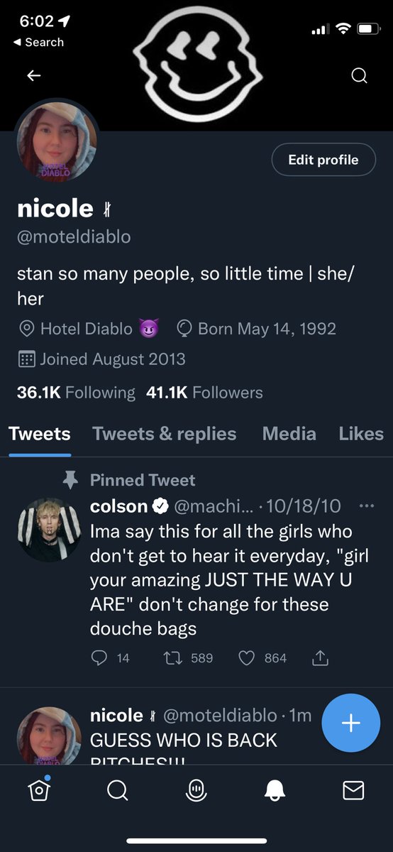 diablonicole's tweet photo. can everyone please follow my original account again! @moteldiablo! twitter finally decided to give it back to me! https://t.co/qs61K90qUZ