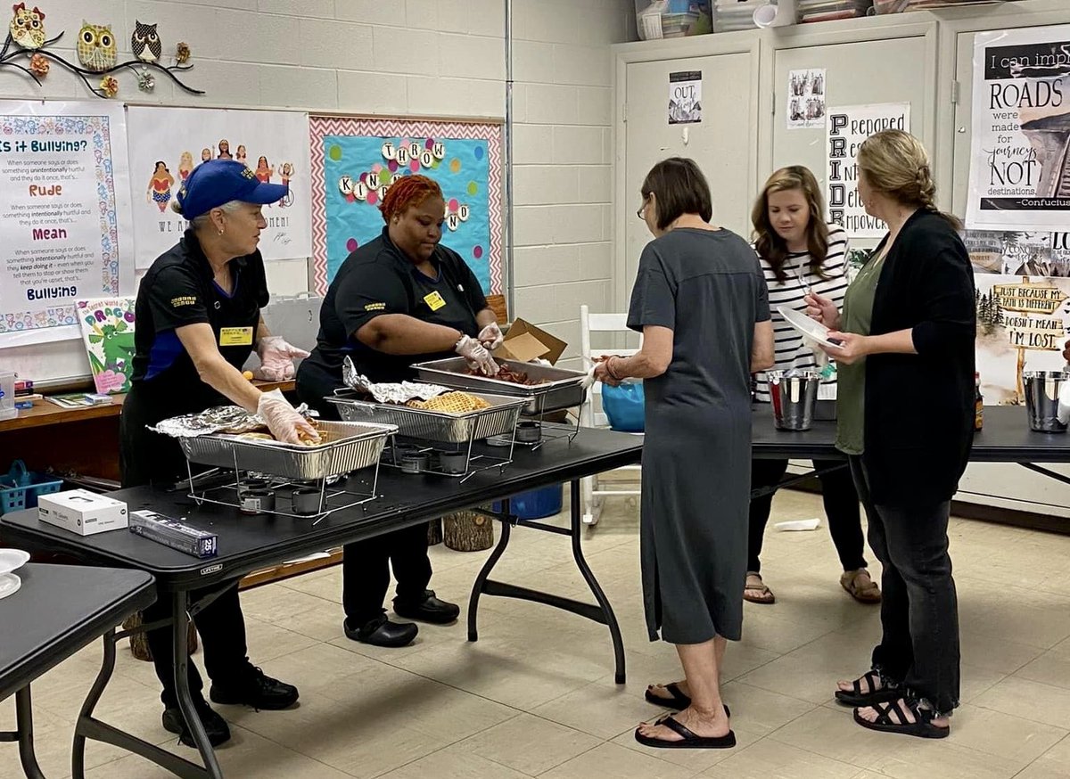 Big thank you to <a href="/WaffleHouse/">Waffle House</a> store #864, and WWES PTO for serving breakfast to our awesome hard working teachers for #TeacherAppreciationWeek!  <a href="/ccboe_news/">Calhoun County Schools</a>