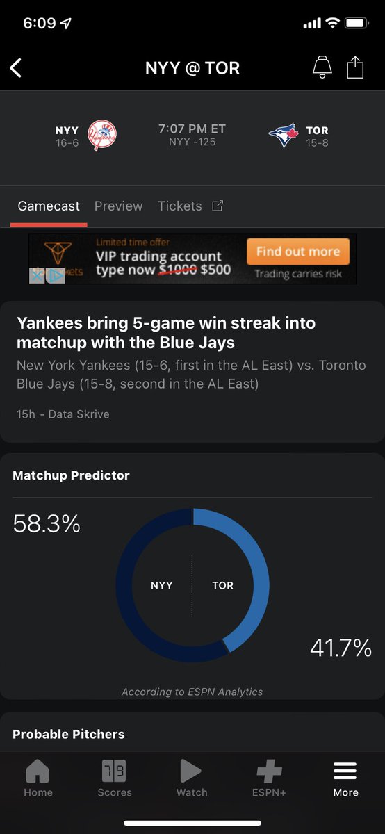 Mark_Arthurs's tweet photo. @espn  think the yanks are on a 9 game win streak and not a 5 #truthhurts
@Wilnerness @ArdenZwelling - #gojaysgo https://t.co/wfgJhoC8XC