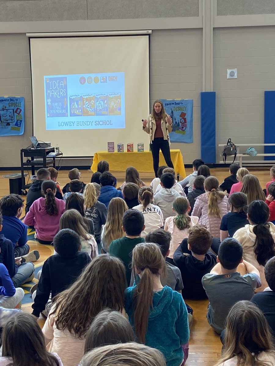 missklipfel's tweet photo. Inspired with BIG IDEAS thanks to an author visit with @LoweySichol #lastbooktourstop #inspiringfutureentrepreneurs #howemanning #gr4 https://t.co/ufTeJugymx
