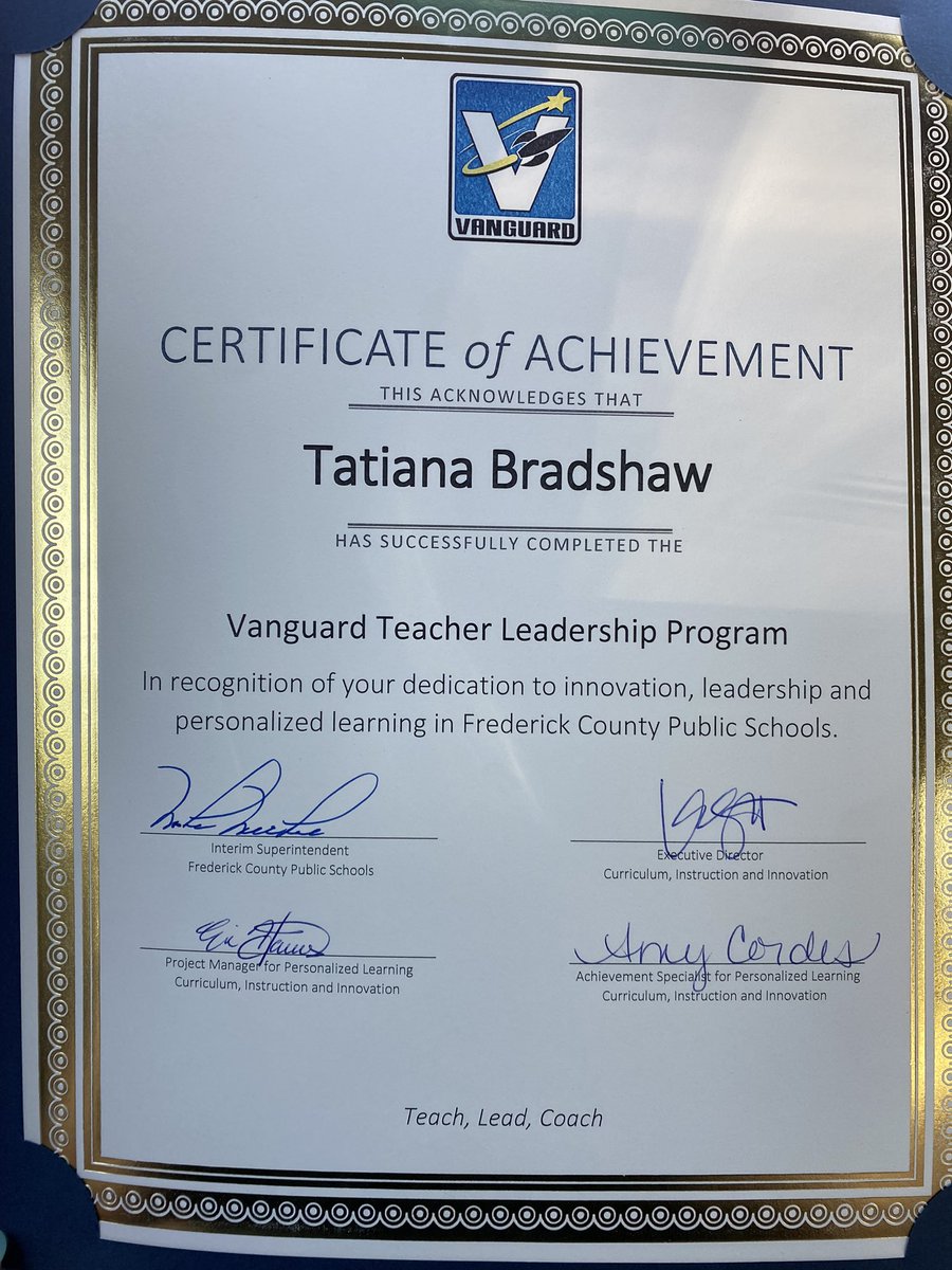 msbradshawclass's tweet photo. Proud to say that I have officially completed the Vanguard program! This program has helped me become a better educator and leader. So happy to have had this experience, and I look forward to the next step of my Blended Journey! #vanguardfcps https://t.co/KxN7vIcVyv