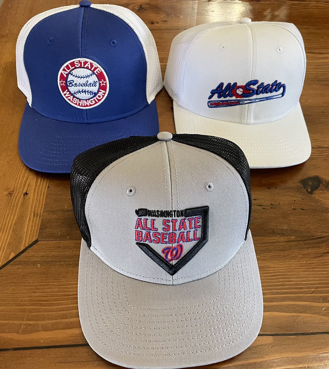 allstatewabb's tweet image. Some of our merch that we sell at the All State Series began showing up today. I absolutely love the fit on these trucker hats by The Game.
