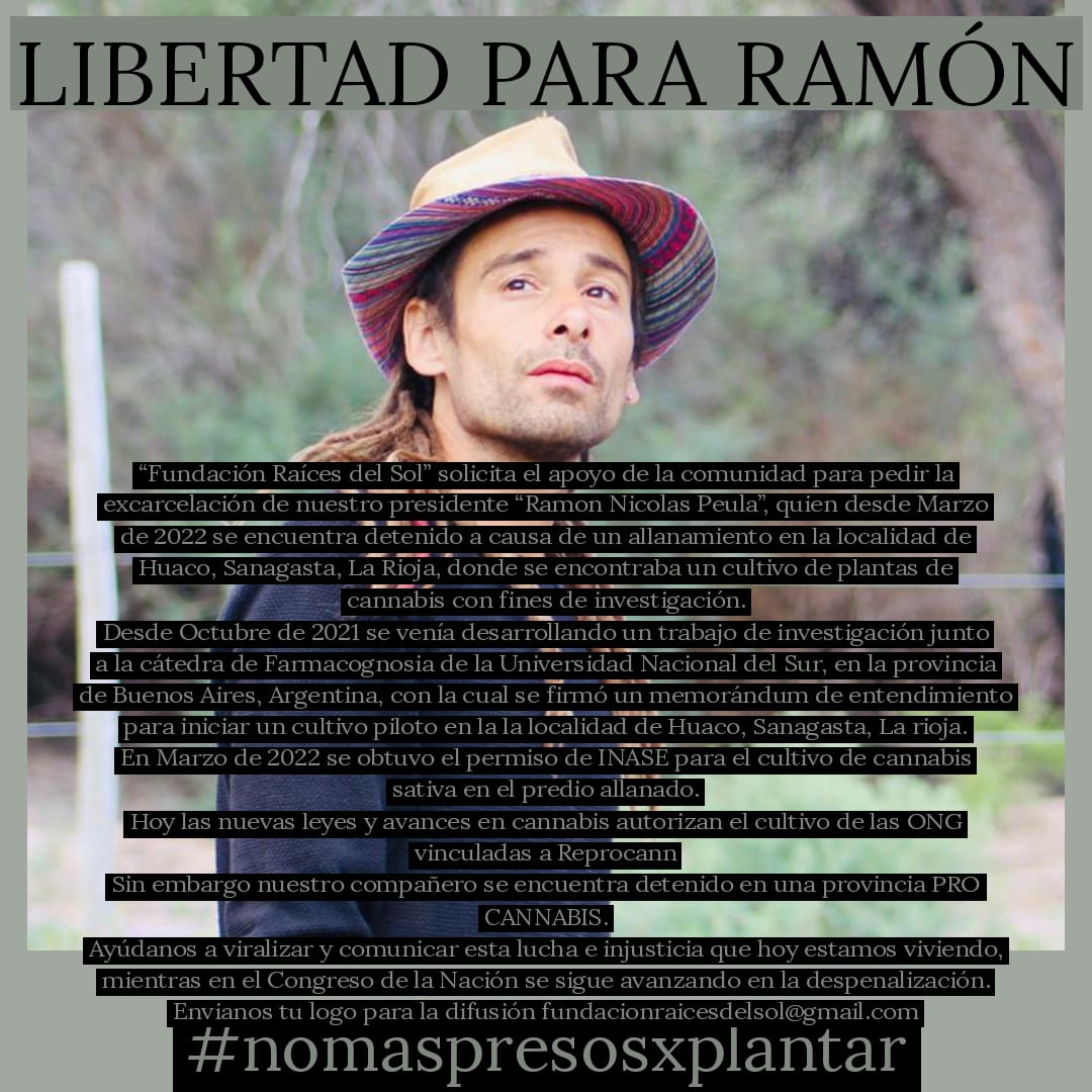 #LibertadParaRamón #NoMasPresxsPorCannabis 
#nomaspresosporplantar
#regulación #excarcelación