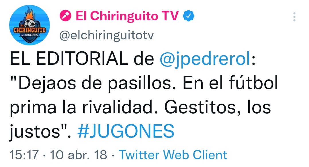 Reycholosimeone's tweet photo. Esto decía el sinvergüenza este cuando el Madrid decidió no hacer pasillo al Barça. Es imposible tener menos escrúpulos que el vendido este. https://t.co/nBAoMdELAZ