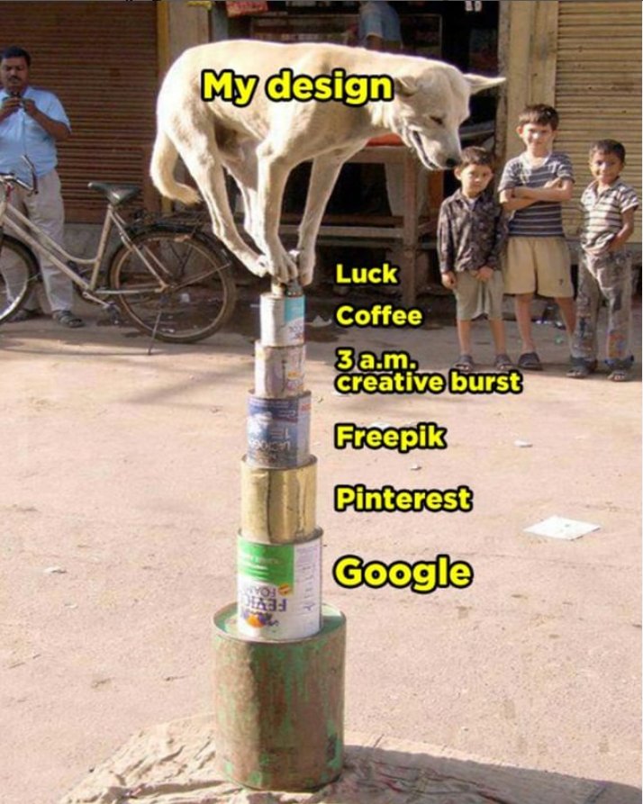 jasonzeppelli's tweet photo. How Graphic designers make their designs. https://t.co/nle5W4oAia