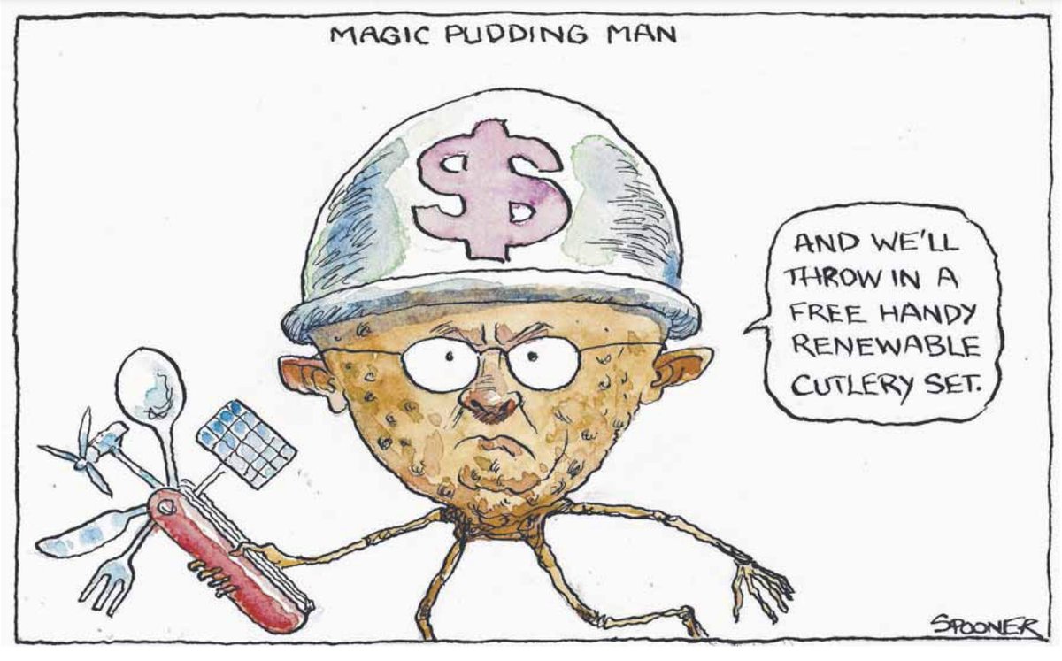 Gato188's tweet photo. #Albo has reverted to classic #MagicPudding Labor campaign mode in #Election2022: promising more than any real pie can deliver.
Spooner editorial cartoon for #TheAustralian, 3 May 2022.
#ThisIsLabor #LaborsMess #PromisesPromises https://t.co/vVtT3ZZmA8