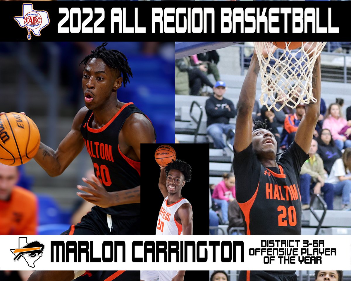 Marlon Carrington is on the TABC All Region Team!  Congrats to Marlon, <a href="/CoachTHatch23/">Coach Hatch</a>, and the entire program. 3rd year in a row <a href="/haltom_hoops/">Haltom MBB</a> gets an athlete on the All Region Team.  This pic will look good in the athletic hallway.  #HaltomFamily <a href="/BirdvilleISD/">Birdville ISD</a> <a href="/HHSBuffNation/">Haltom High Buff Nation</a>