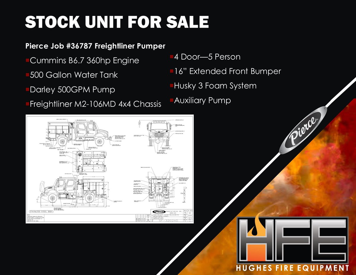 HughesfireHFE's tweet image. 🚨𝕊𝕥𝕠𝕔𝕜 𝕌𝕟𝕚𝕥 𝔽𝕠𝕣 𝕊𝕒𝕝𝕖🚨
2022 Pierce Mfg Freightliner Wildland Pumper available for purchase. Expected to be released from production at the end of August 2022! Contact #HughesFire today for more information!
Job#36787
#FireFightersChoosePierce #PierceFireTrucks