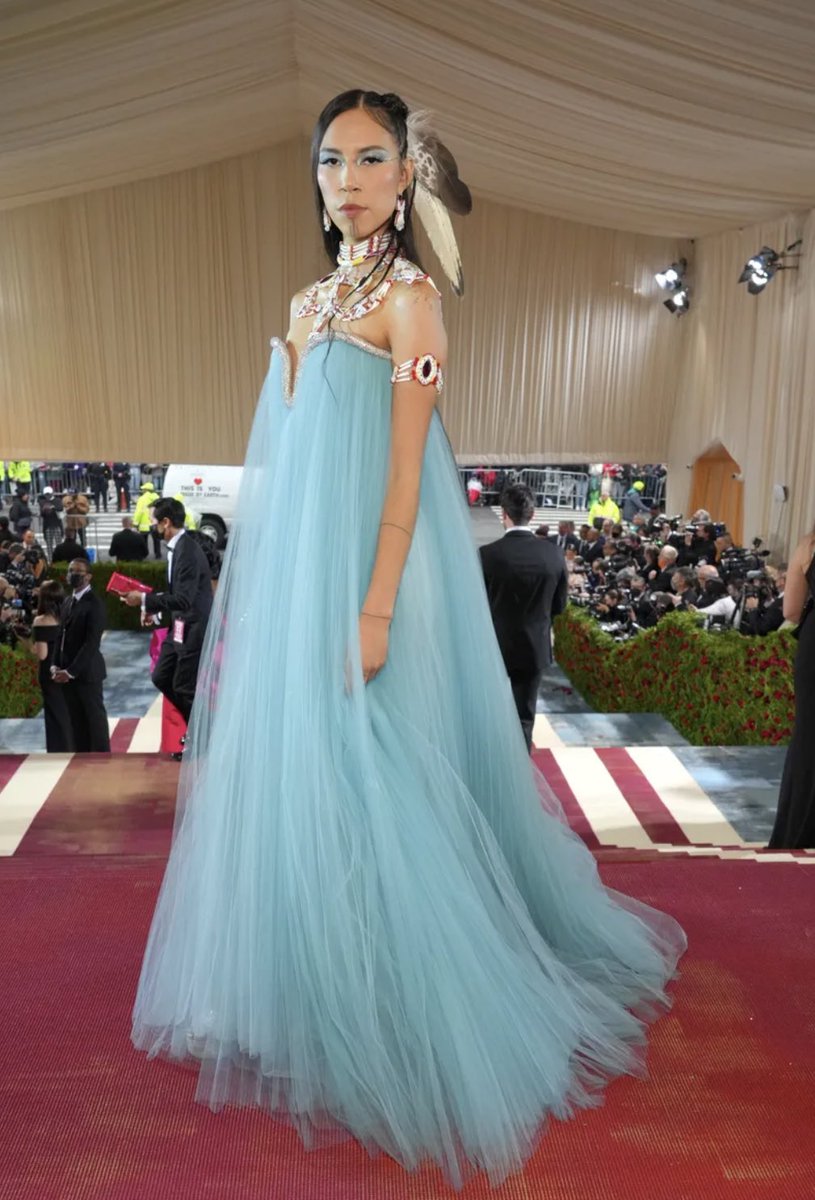 “<a href="/prabalgurung/">Prabal Gurung</a> wanted to make sure I was representing my culture at the #MetGala tonight,” says Quannah Chasinghorse who is wearing handmade jewelry featuring “elements of the Earth.