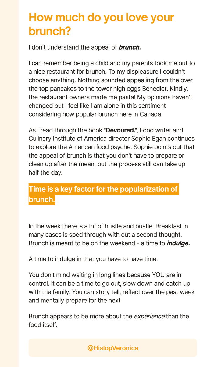 HislopVeronica's tweet photo. I am not a big fan of brunch but must of my family is. If I had a choice I would just eat ice cream for breakfast.

What do you think of when it comes to brunch?

Essay 8/30

#ship30for30 https://t.co/0KEHljz38k