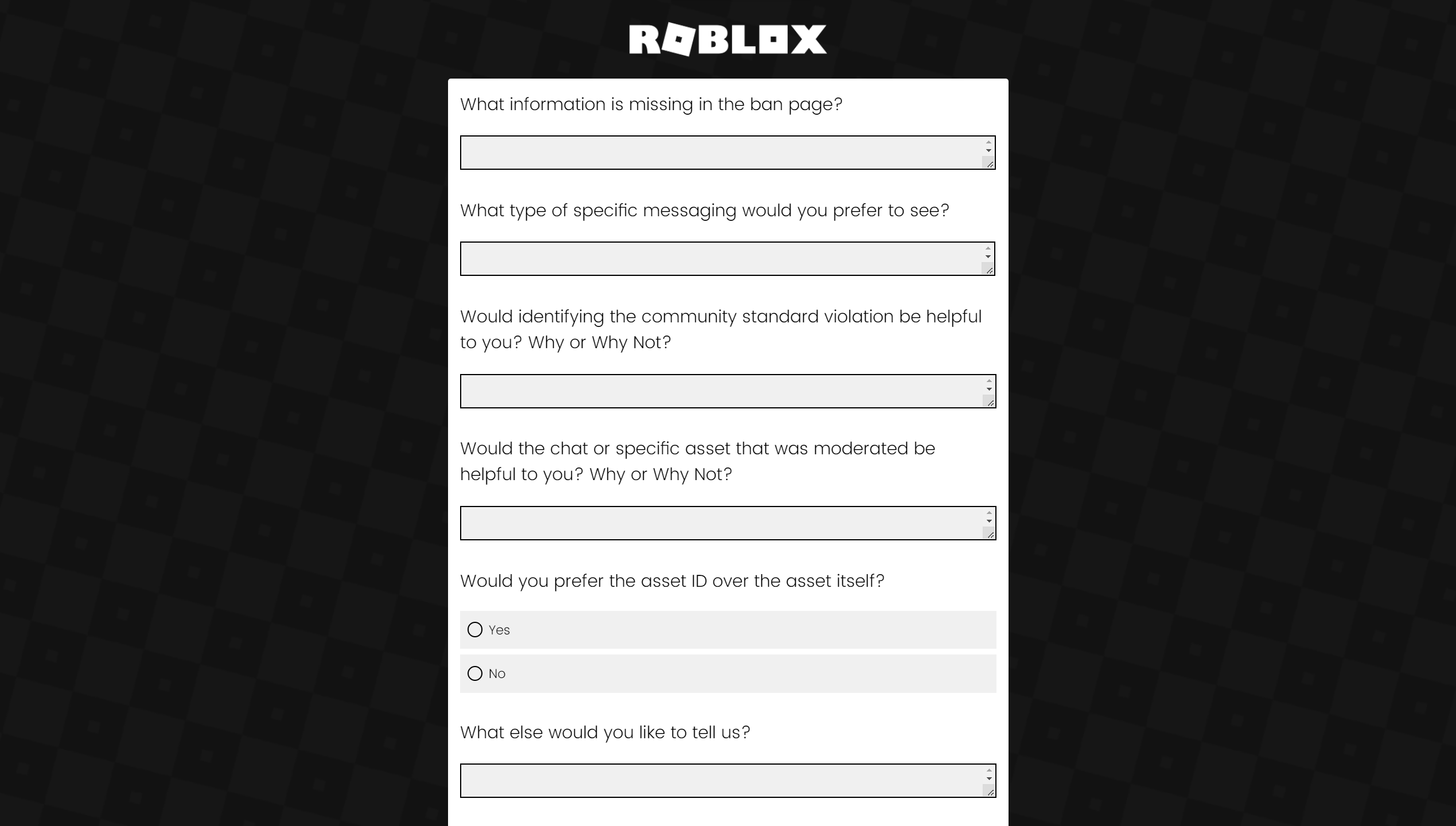 Bloxy News on X: For obvious reasons, the link to take the survey will not  be posted publicly. However, for those curious, here are the questions the  survey consists of:  /
