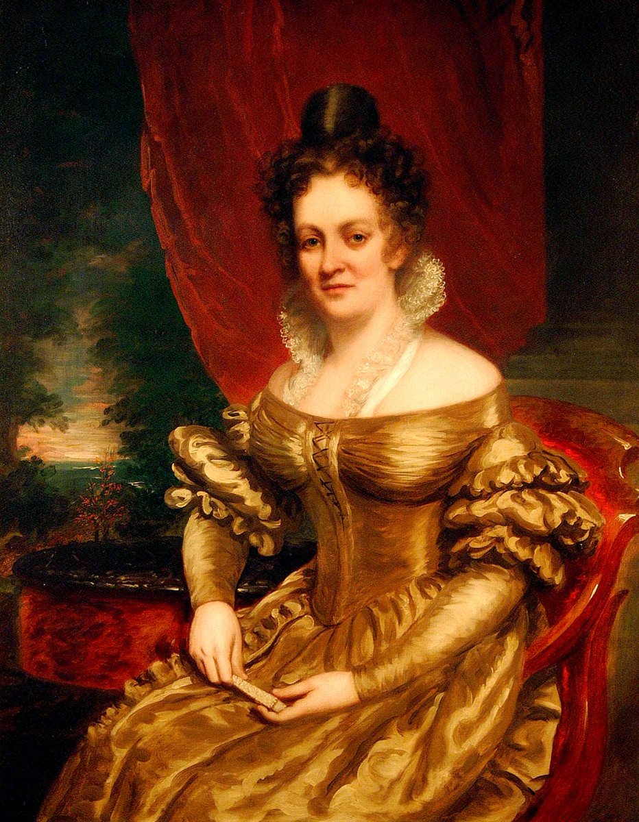 HudsonRivMuseum's tweet photo. No surprise, there's a lot of gold on the #MetGala red carpet! This dress, seen in a portrait of Maria C. Tallmadge, from the #HRMCollections would fit right in. #GildedAge #MetGala2022
Image: William Jewett, Samuel Lovett Waldo, “Portrait of Maria C. Tallmadge,” ca. 1847 https://t.co/Oliq0tt5Oj