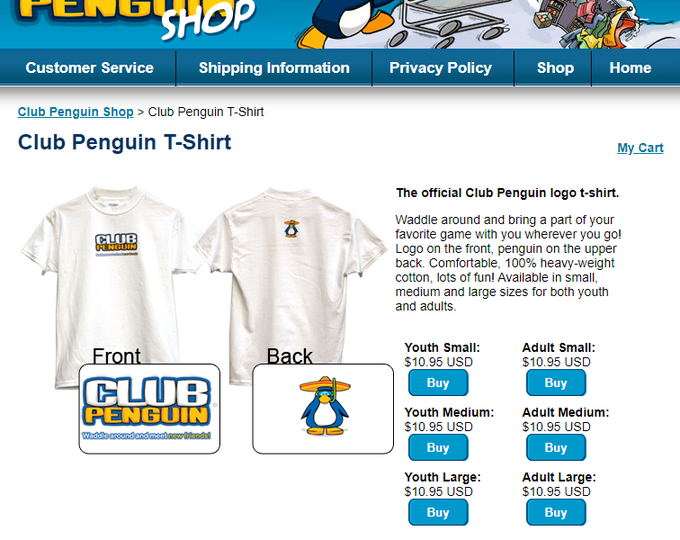 carphonic's tweet photo. October 22, 2006: Club Penguin T-Shirt https://t.co/ThwCv7o6sL