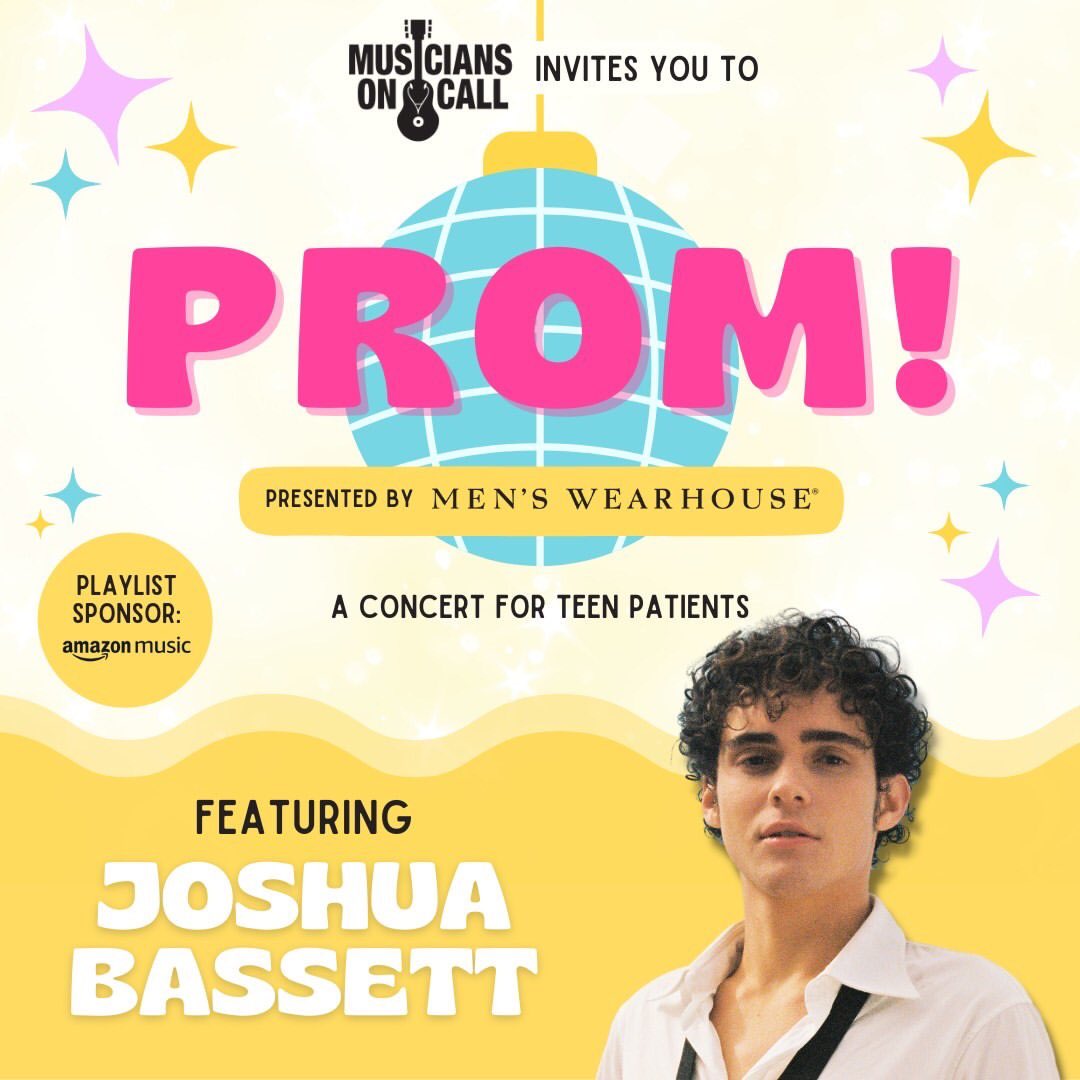 TeamJBassett's tweet photo. “This year, the most star-studded prom event is exclusive to kids in pediatric hospitals. #PromWithMOC is back with the help of our friends at @/menswearhouse! We’ll be sharing some of the fun right here throughout the week.” — Musicians On Call (musiciansoncall) via Instagram! https://t.co/dIaXhn7p3u