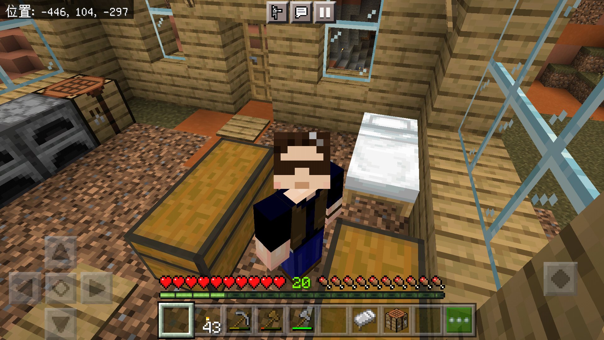 宇咲美禅 マイクラ垢 ベッド作りのため蜘蛛の巣欲しさに廃坑を探せど一つも無く代わりに廃ゲート発見 宝箱に鉄クズがあってラッキー ほぼ直進して分位の所に緑の大地 羊毛を手にして念願のベッドを作れました メサ脱出の日は近い マイクラ