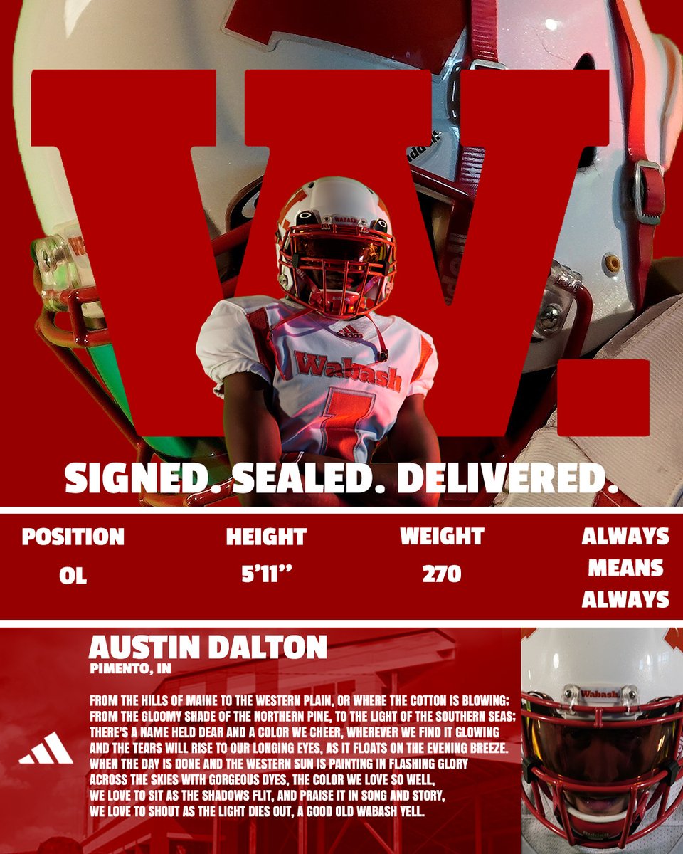 WabashFB's tweet photo. Welcome, Austin Dalton! #WAF2026 https://t.co/RVy90eqZJ4