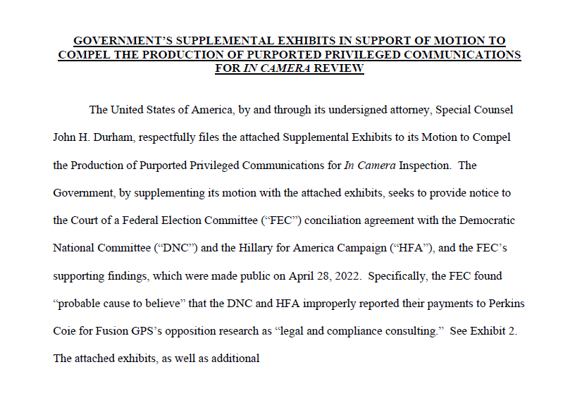 ProfMJCleveland's tweet photo. 3/3 Gov't filing was brief but included portions of FEC file that I reported on (and linked to) in my article. https://t.co/wmBhSdTUrk