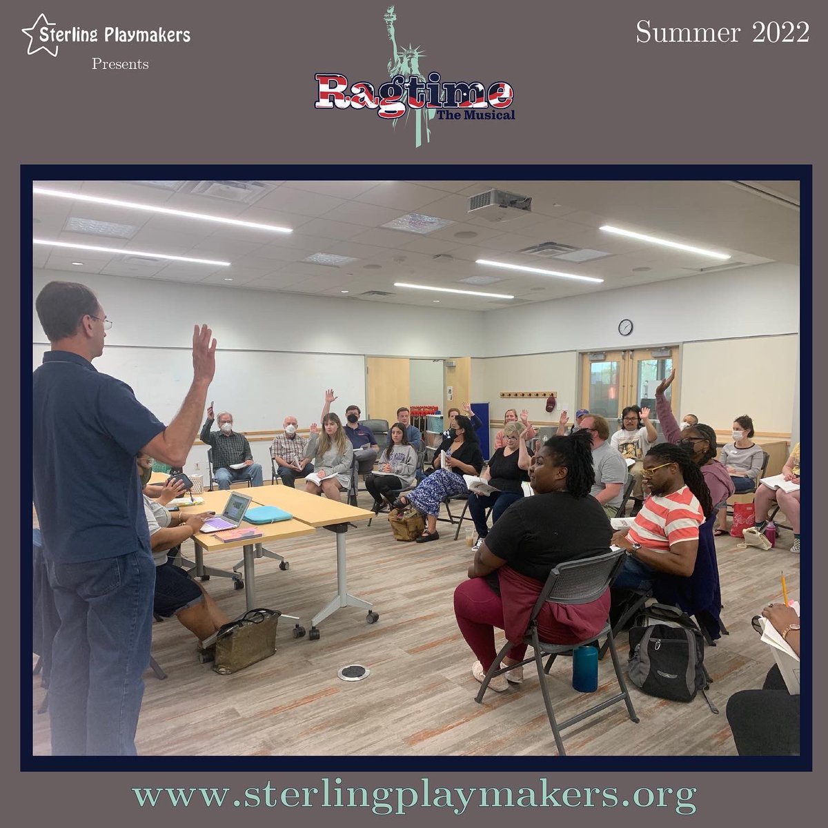 SPlaymakers's tweet photo. The cast of RAGTIME had our first read-through of the script tonight at Sterling Library, and a meet-and-greet with our Chairman of the Board, Tim Silk! We can’t wait to share this incredible story with you this summer! 

#ragtime  #musicaltheatre #communitytheatre #sterlingva https://t.co/dJo4m45Dpj